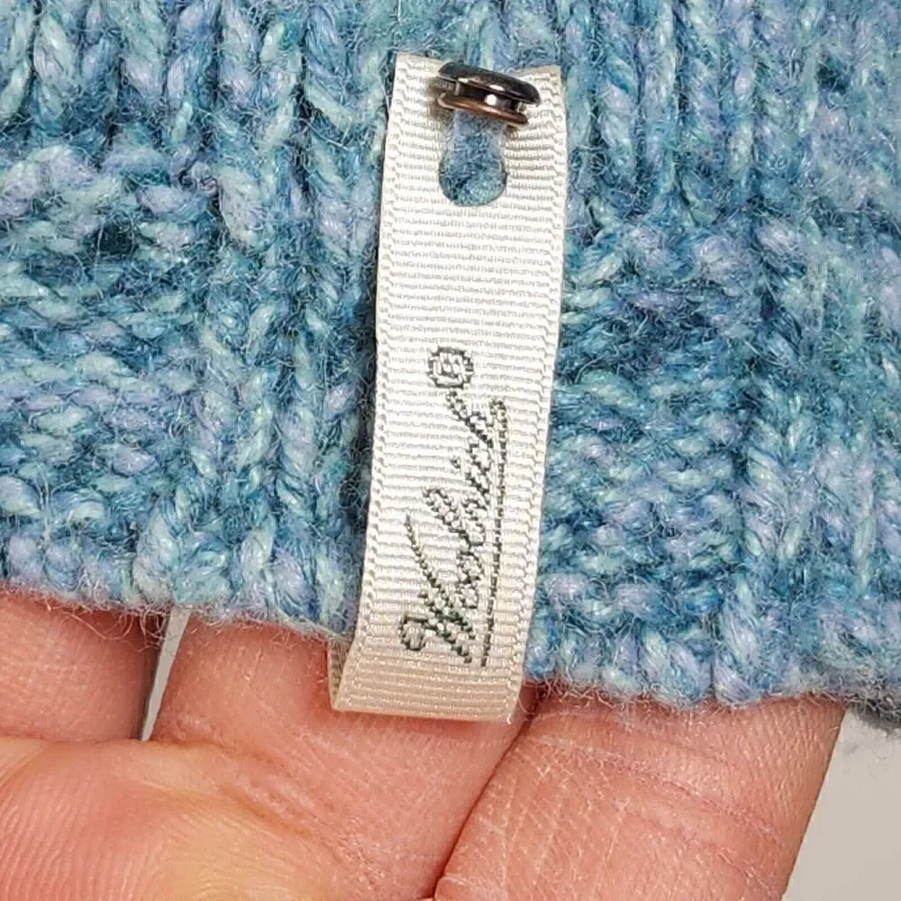 Woolrich Women's Sz M Blue Ramie Cotton Wool Blend Knit 1/4 Zip Sweater Pullover - Picture 9 of 10